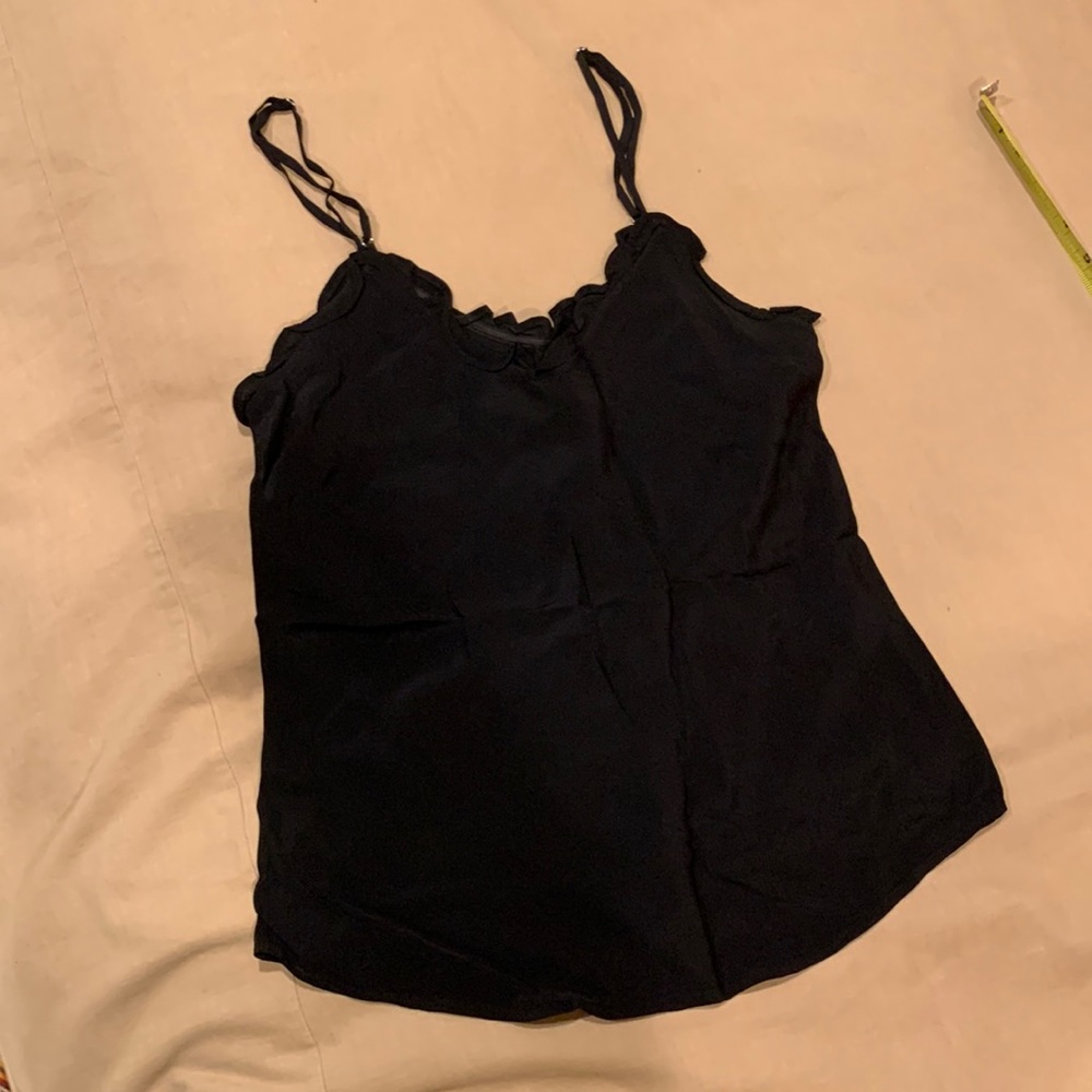 Black tank top with ruffled edge